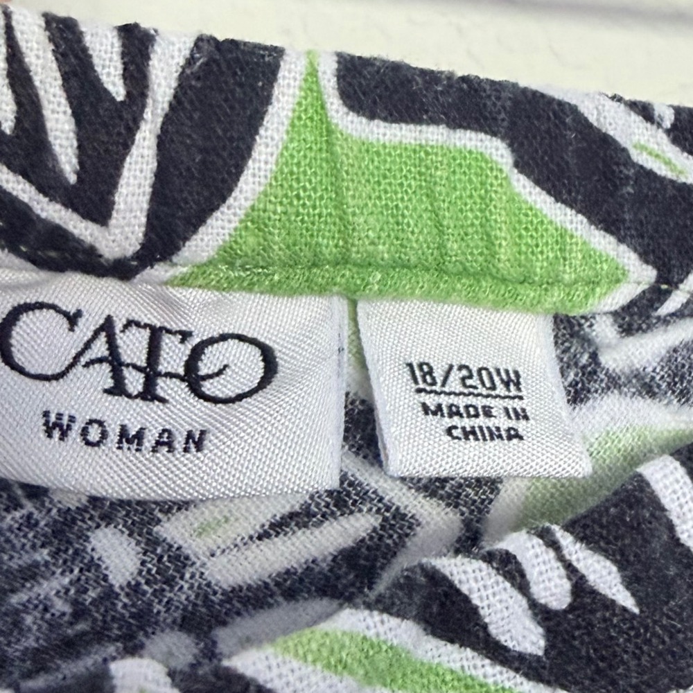 Cato Green Black Floral Linen Blend Maxi Skirt Plus Size 18/20W Boho Tropical - Picture 2 of 6